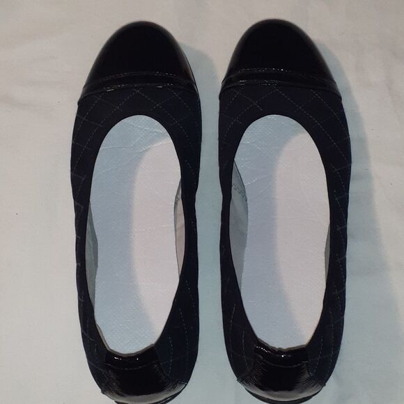 Waldlaufer Patent Leather Cap Toe & Heel Quilted Suede Flat Shoes Size 10 - Picture 7 of 9